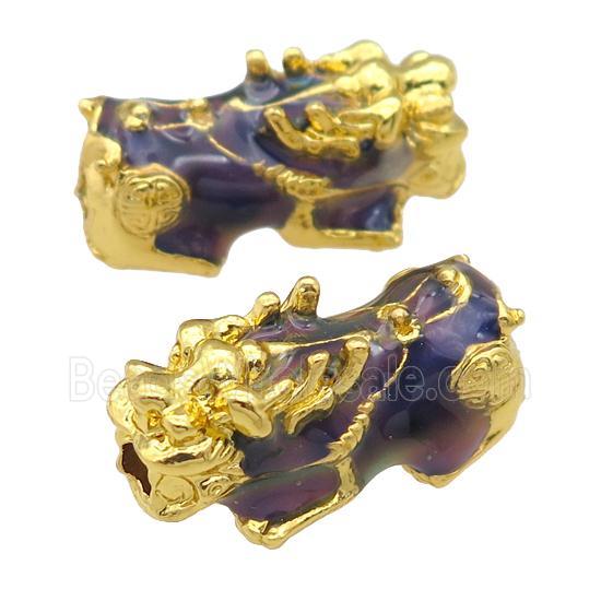 Alloy Pixiu Beads Enamel Variety-Color Gold Plated