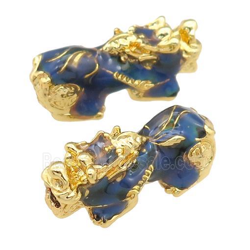 Alloy Pixiu beads, enamel, gold plated