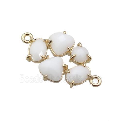 copper oval connector pave white Cat Eye Crystal, gold plated