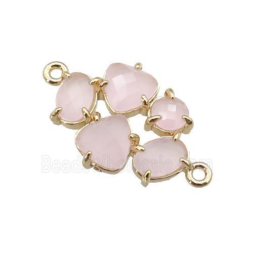 copper oval connector pave lt.pink Cat Eye Crystal, gold plated