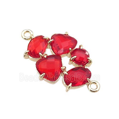 copper oval connector pave red Cat Eye Crystal, gold plated