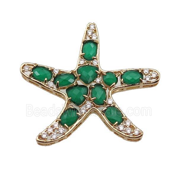 copper Star pendant pave dp.green Cat Eye Crystal, gold plated