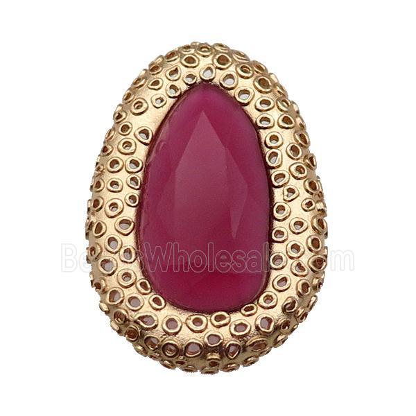 copper oval beads pave hotpink Cat Eye Crystal, gold plated