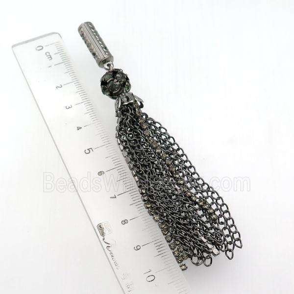 Iron Chain Tassel Pendant, black plated