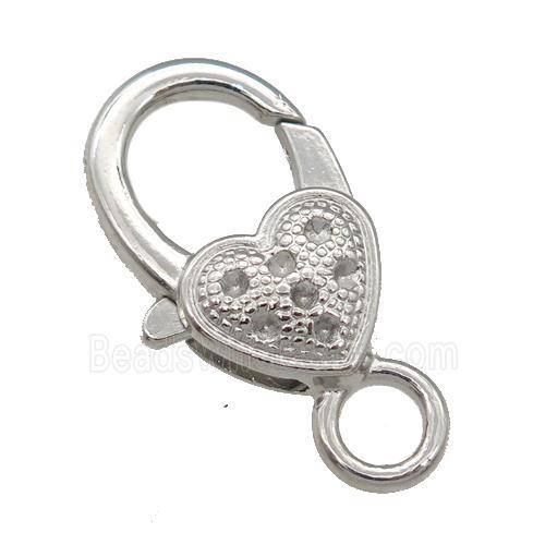 Alloy Lobster Clasp paved rhinestone, platinum plated
