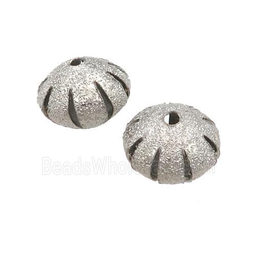 copper pumpkin Corrugated Beads, platinum plated
