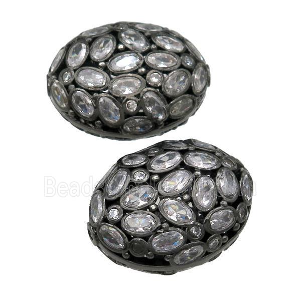 copper oval beads pave zircon, black plated