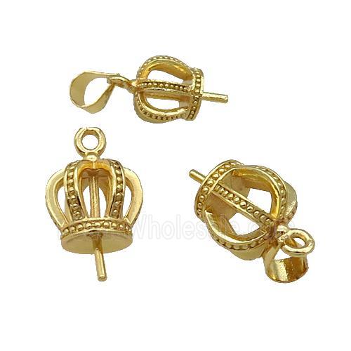 Copper Crown Bail For Half Drilled Beads Gold Plated