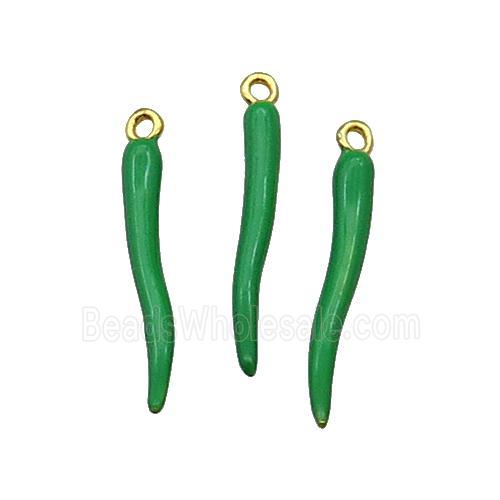 Copper Capsicum Pendant With Green Enamel Gold Plated
