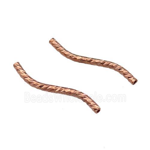 Copper Bend Tube Beads Rose Gold