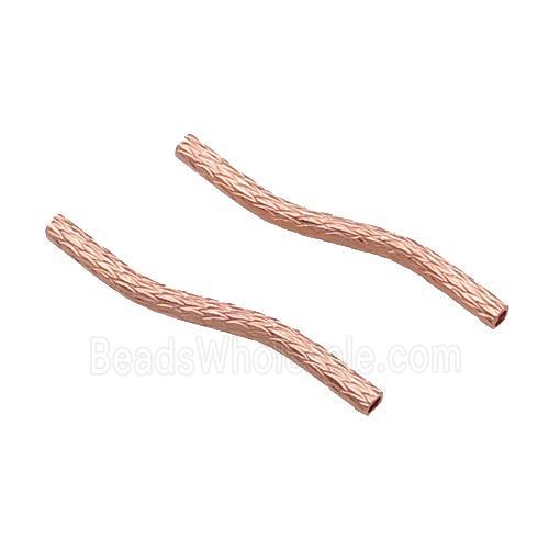 Copper Bend Tube Beads Rose Gold