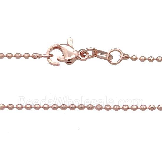 Copper Necklace Ball Chain Unfaded Rose Gold