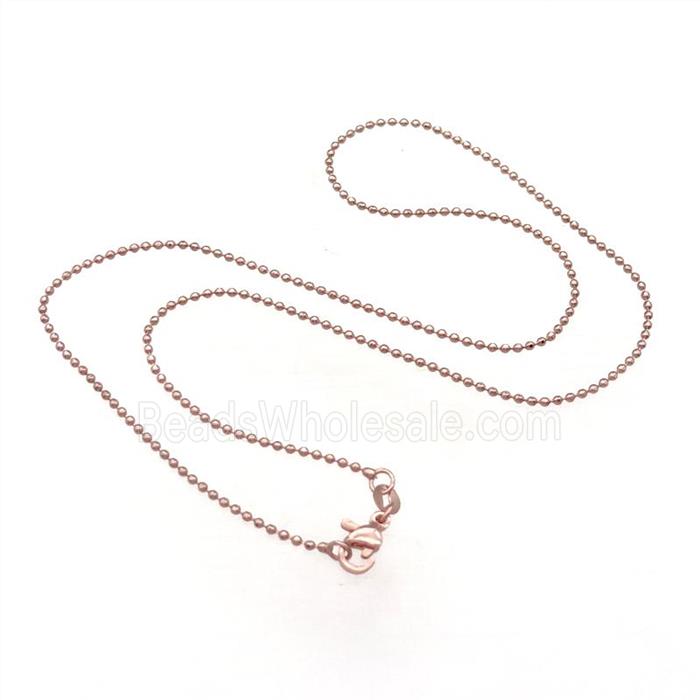 Copper Necklace Ball Chain Unfaded Rose Gold