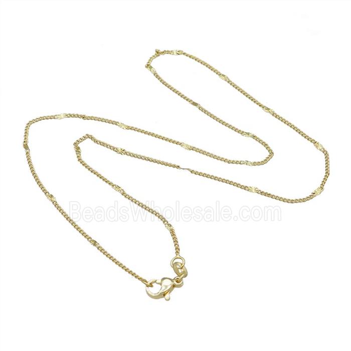 Copper Necklace Curb Chain Unfaded Gold Plated