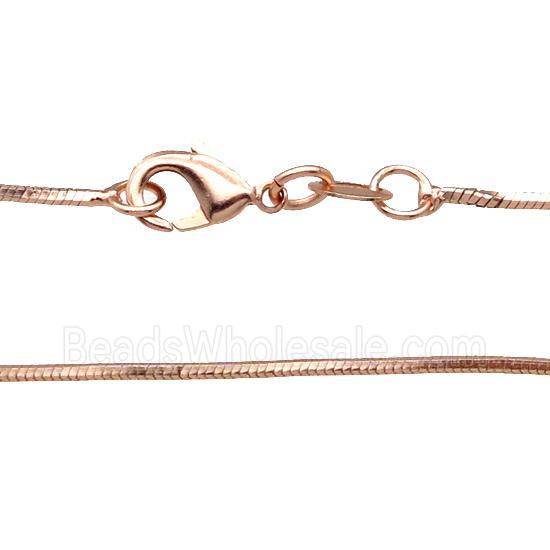 Copper Necklace FlatSnake Chain Unfaded Rose Gold