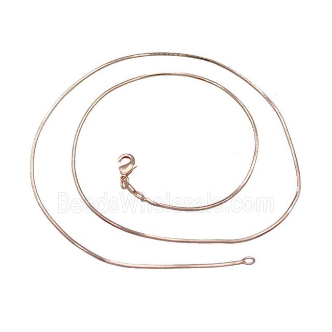 Copper Necklace FlatSnake Chain Unfaded Rose Gold