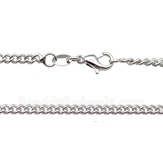 Copper Necklace Curb Chain Unfaded Platinum Plated