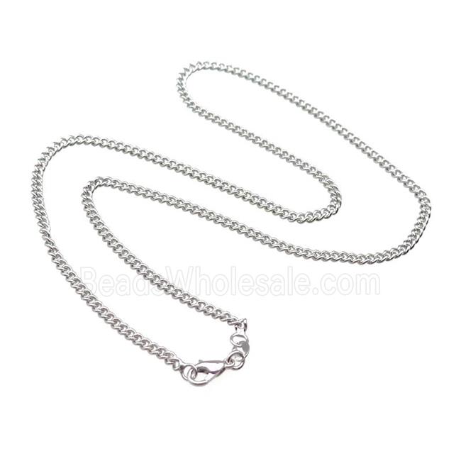 Copper Necklace Curb Chain Unfaded Platinum Plated