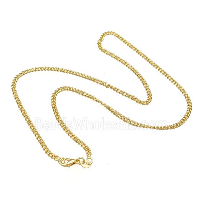 Copper Necklace Curb Chain Unfaded Gold Plated