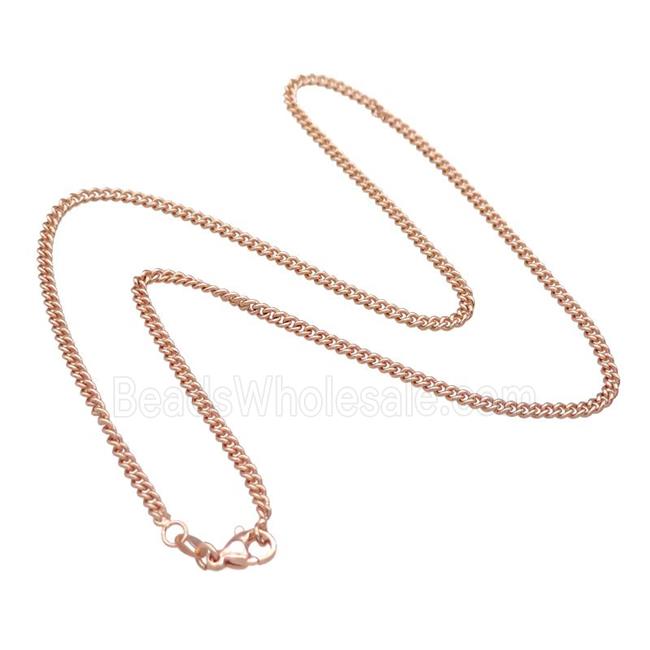 Copper Necklace Curb Chain Unfaded Rose Gold
