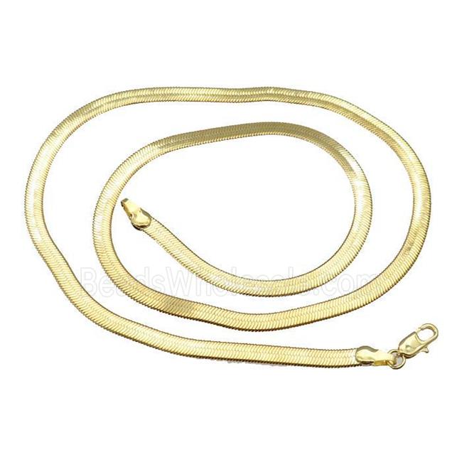 Copper Necklace FlatSnake Chain Unfaded Gold Plated