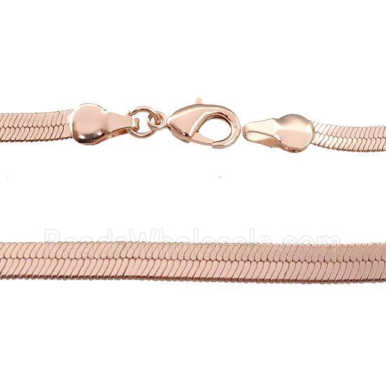 Copper Necklace FlatSnake Chain Unfaded Rose Gold