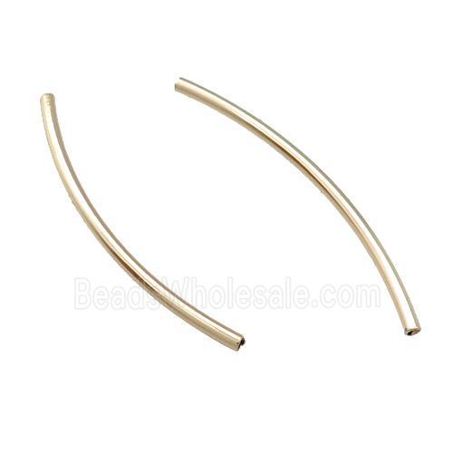 Copper Tube Beads Bend Light Gold Plated