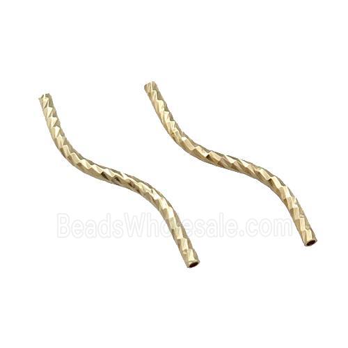 Copper Tube Beads Bend Light Gold Plated