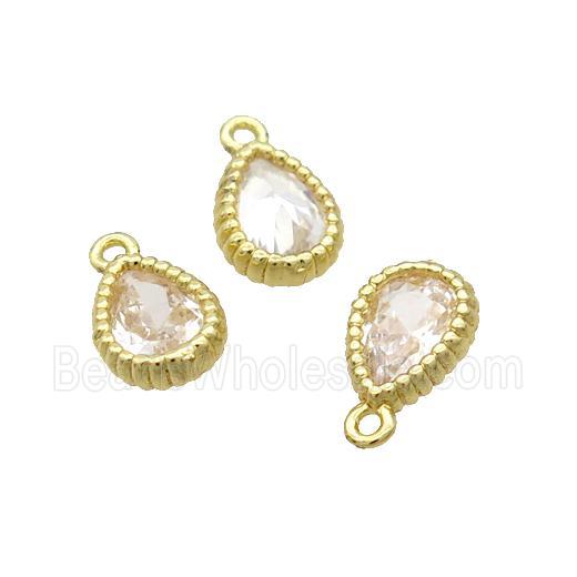 Copper Teardrop Pendant Pave Zircon Gold Plated