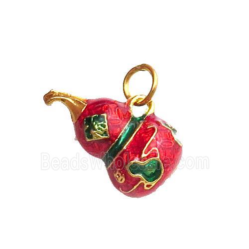 Alloy Flagon Pendant Red Enamel Duck Gold
