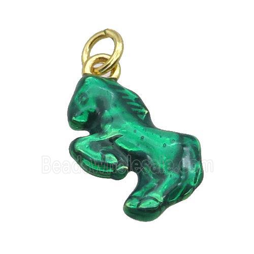 Alloy Horse Pendant Green Lacquered Gold Plated