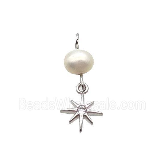 Copper Northstar Pendant With Pearl Platinum Plated