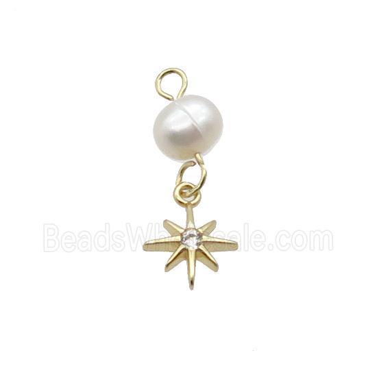 Copper Northstar Pendant With Pearl Gold Plated