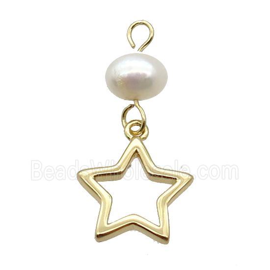Copper Star Pendant With Pearl Gold Plated