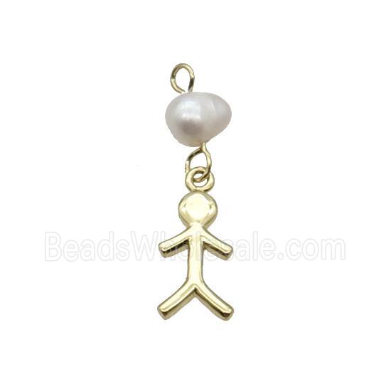 Copper Boy Kids Pendant With Pearl Gold Plated