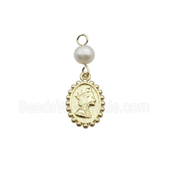 Copper Queen Pendant With Pearl Gold Plated