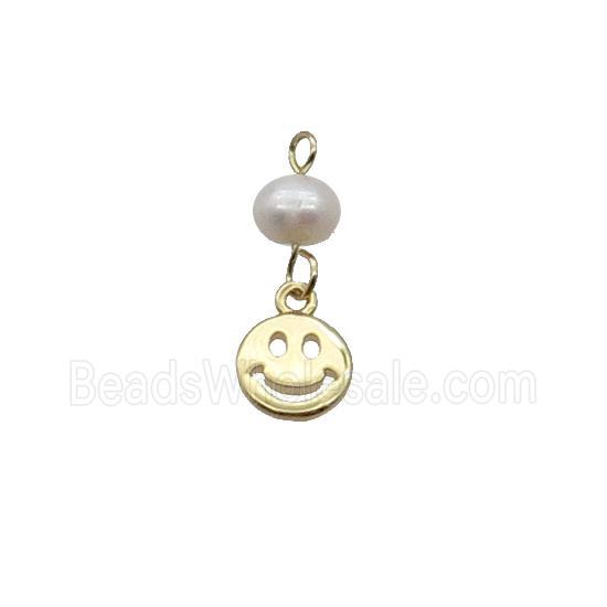Copper Emoji Pendant With Pearl Happyface Gold Plated