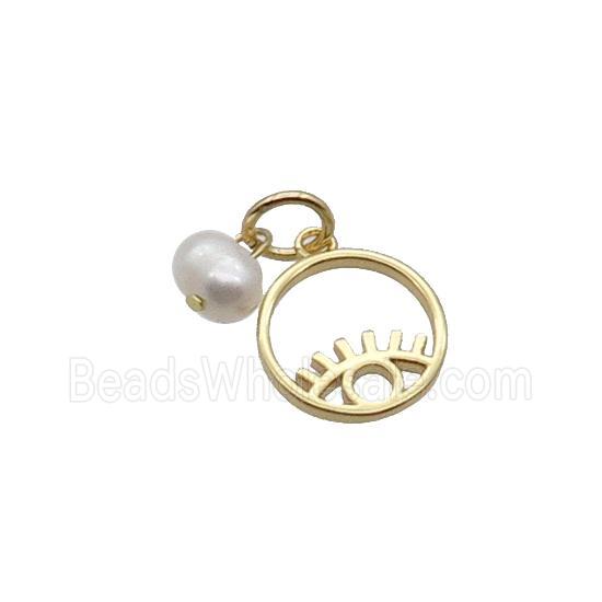 Copper Eye Pendant With Pearl Gold Plated