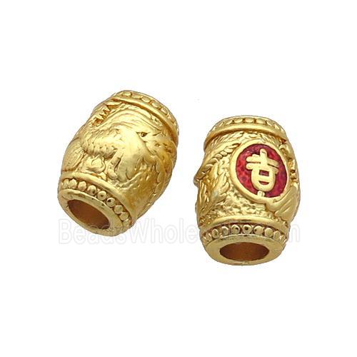 Copper Barrel Beads Loong Large Hole Unfade Gold Plated