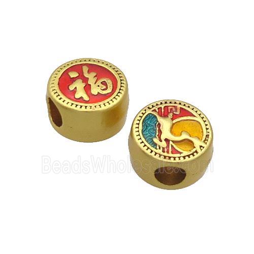 Copper Button Beads Multicolor Enamel Large Hole Unfade Gold Plated