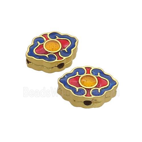 Copper Beads Enamel Gold Plated Oval