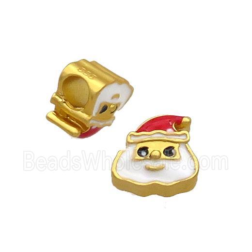 Santa Claus Charms Alloy Enamel Large Hole Gold Plated
