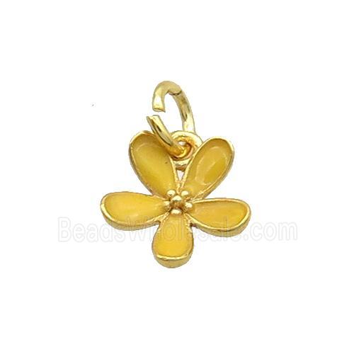 Copper Flower Pendant Yellow Enamel Gold Plated