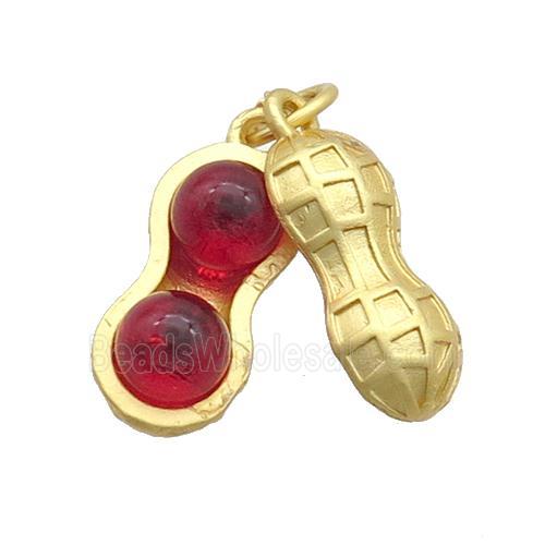 Copper Peanut Pendant Pave Cateye Matte Gold