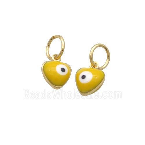 Copper Heart Pendant Eye Yellow Enamel Gold Plated