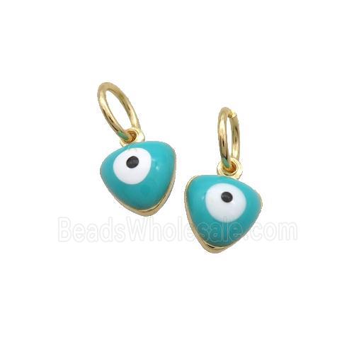 Copper Heart Pendant Eye Teal Enamel Gold Plated