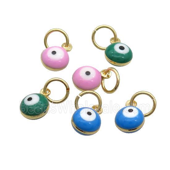 Copper Circle Pendant Eye Enamel Gold Plated Mixed Color