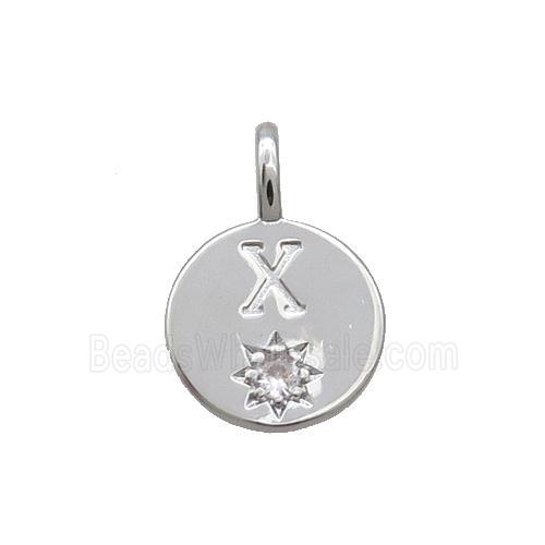 Copper Circle Pendant Pave Zircon X-letter Platinum Plated