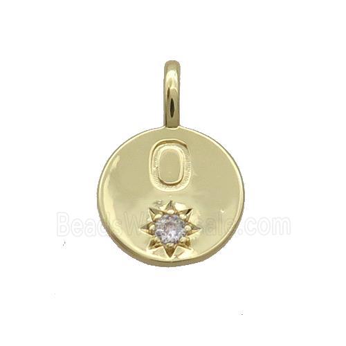 Copper Circle Pendant Pave Zircon O-letter Gold Plated