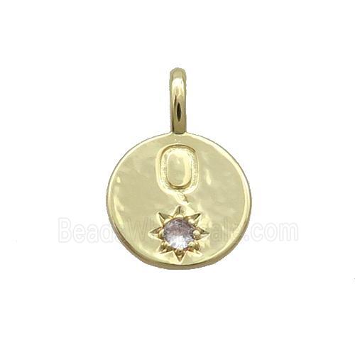 Copper Circle Pendant Pave Zircon Q-letter Gold Plated